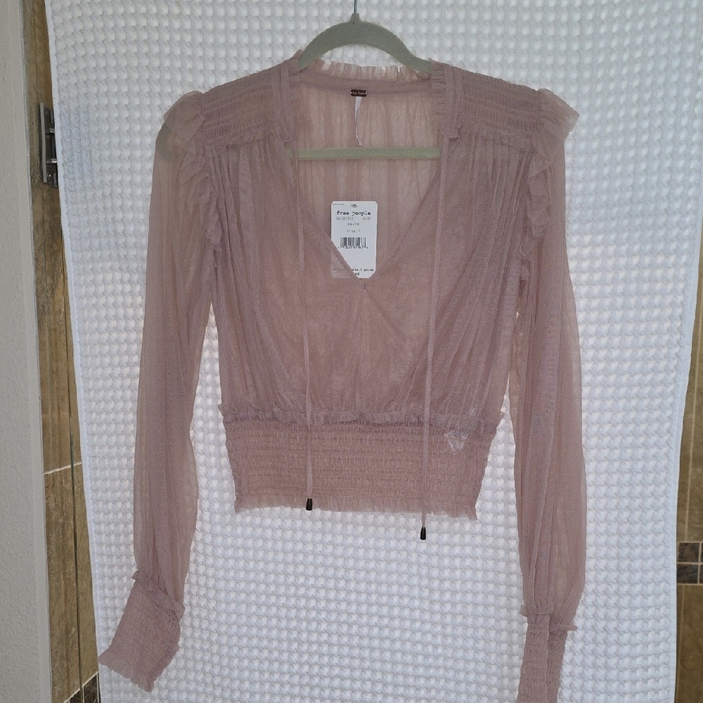 Free People Sheer Mauve Blouse